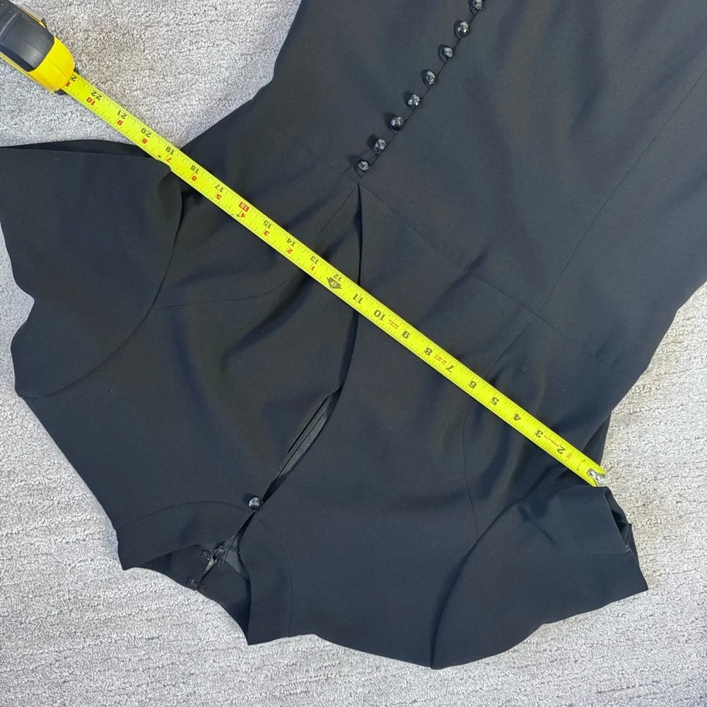Vintage Liz Claiborne Black Mock Neck Midi Dress 12 Korea 90s Minimalist - Picture 10 of 13